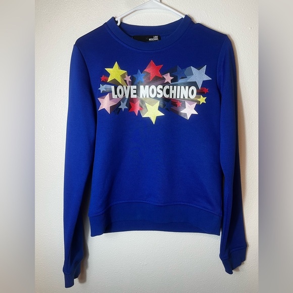 Love Moschino Girls Cotton Blue Crew Neck Sweatshirt Size 6 - Picture 2 of 7